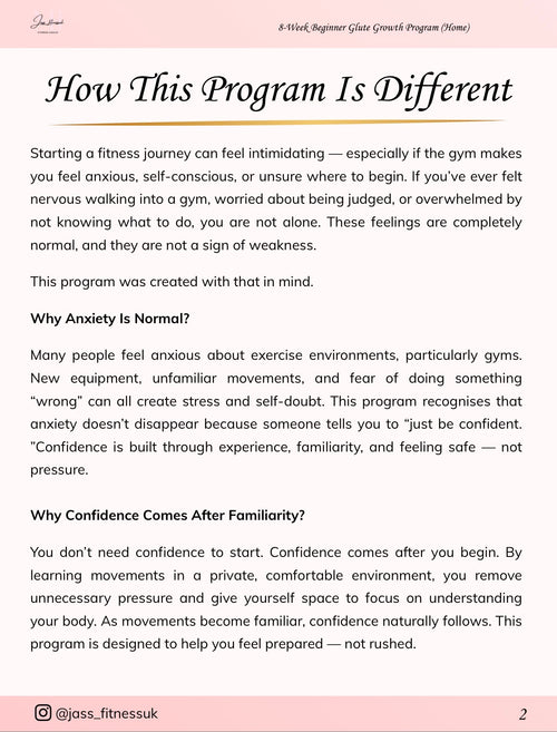 8-Week Beginner Glute Growth Program (Home → Gym)